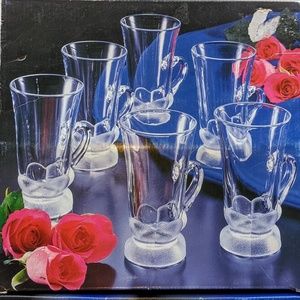 ADERIA GLASS Set of 6 Irish Coffee Cups Made in Japan